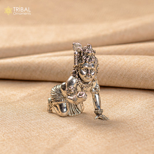 925 Sterling silver Handmade crawling Krishna Bal Gopal statue figurine, laddu gopal sculpture crawling Krishna temple silver article su210
