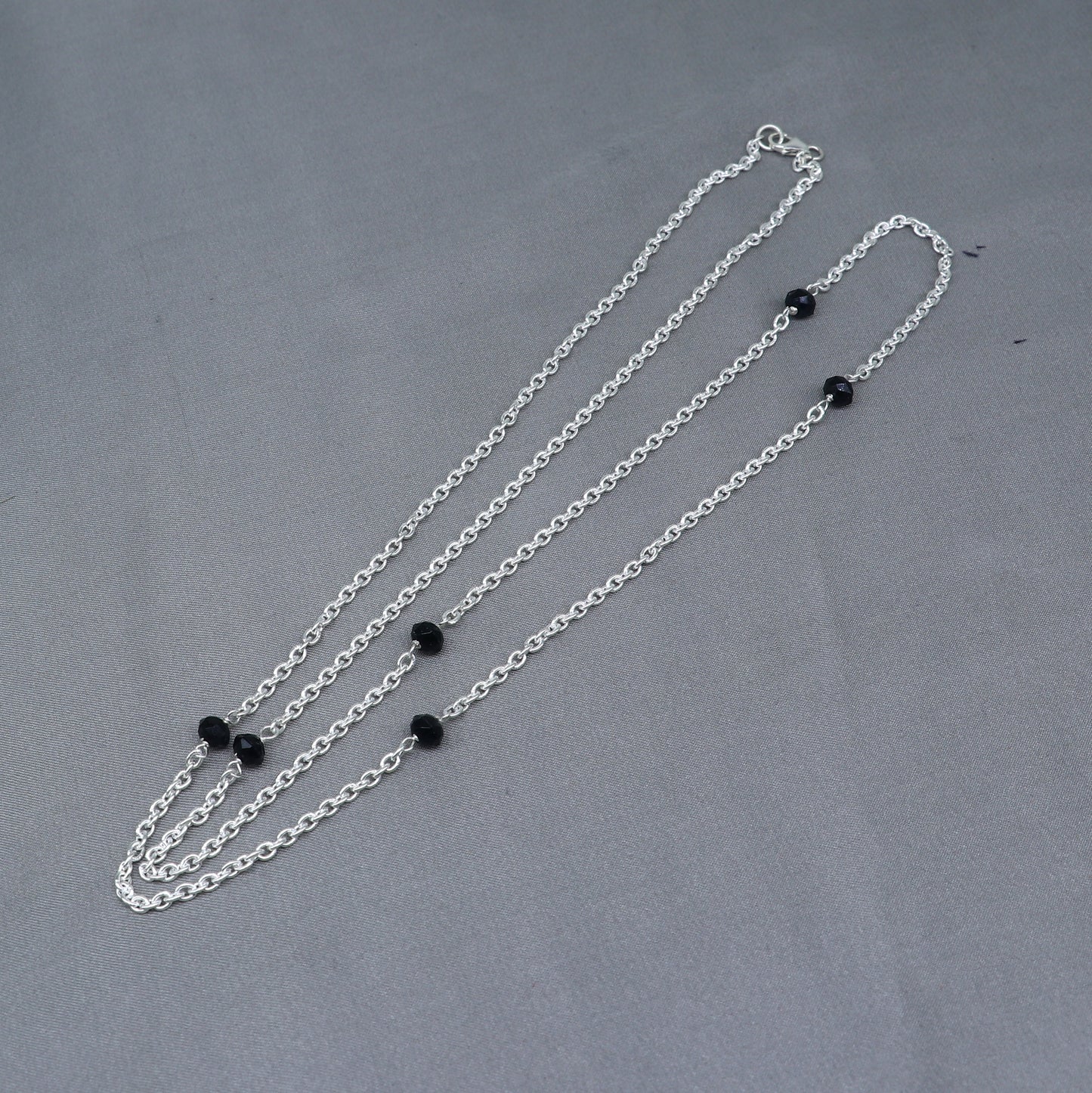 Pure 925 sterling silver black beaded chain necklace and vintage antique silver ball style pendant Mangalsutra ms122 - TRIBAL ORNAMENTS