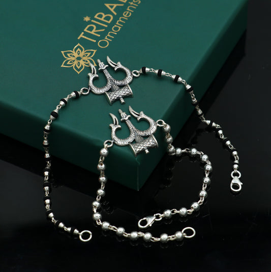 925 sterling silver Trishul / Trident design unisex bracelet rk407
