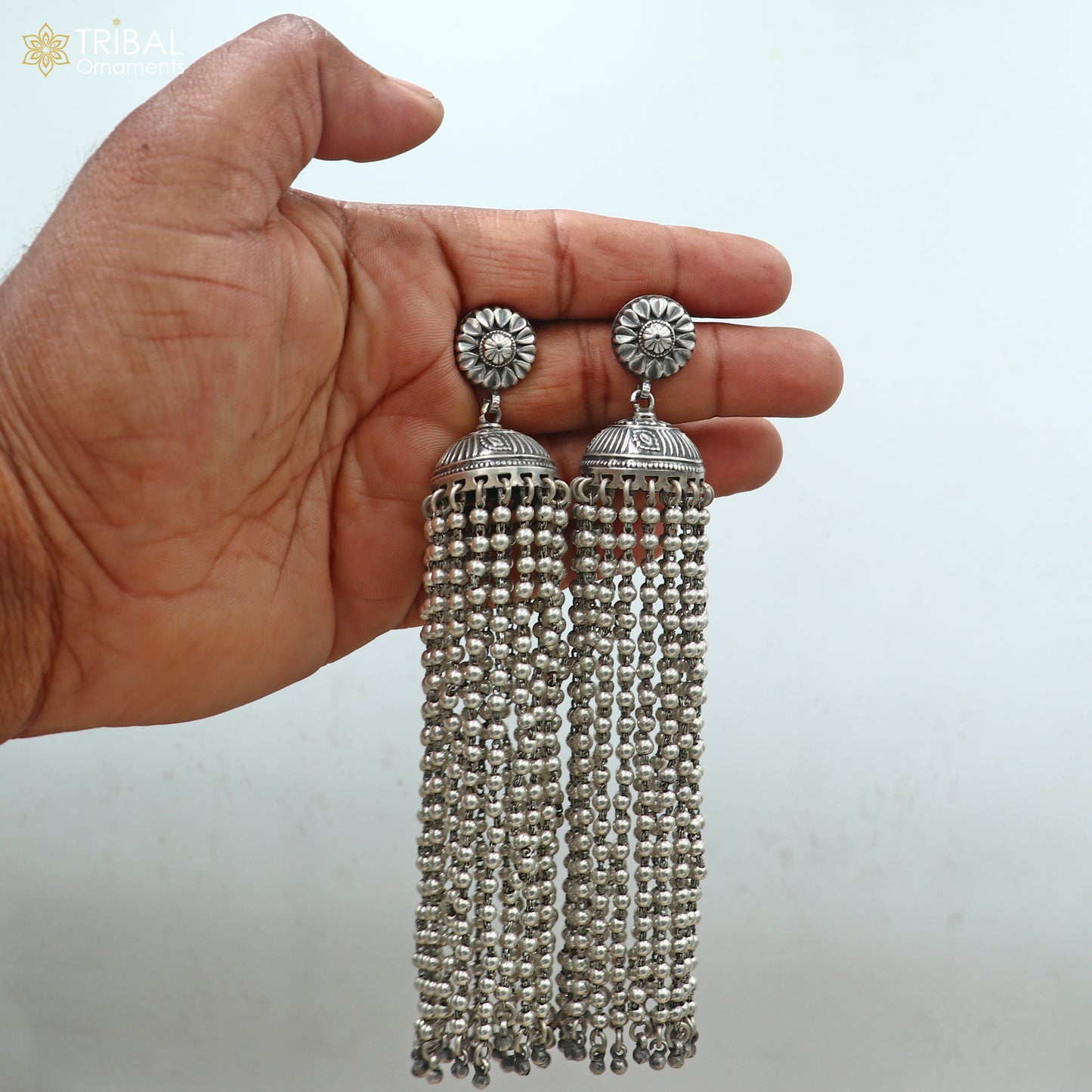 925 sterling silver vintage floral design jumka earring ethnic tribal jewelry s1367