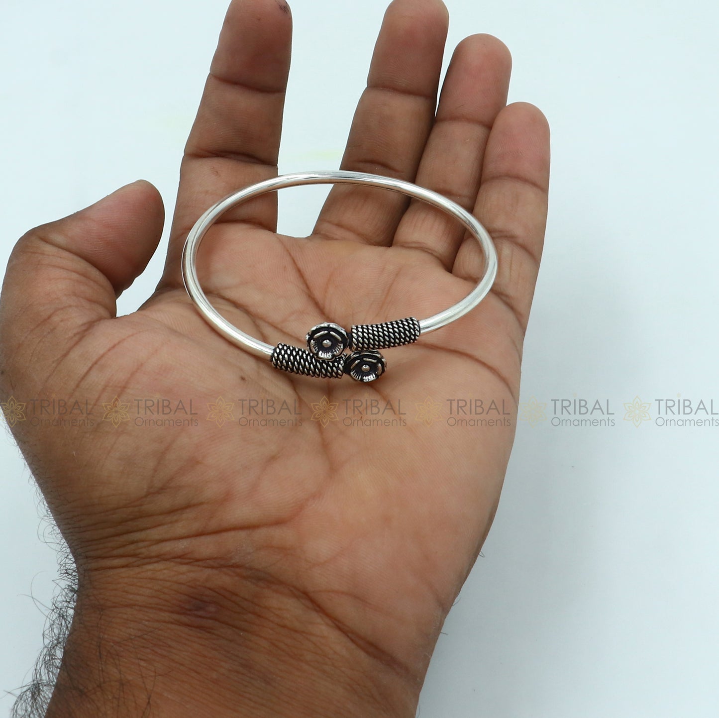 925 sterling silver handmade flower design stylish kada bangle bracelet tribal jewelry nsk872925 sterling silver handmade flower design stylish kada bangle bracelet tribal jewelry nsk872 - TRIBAL ORNAMENTS