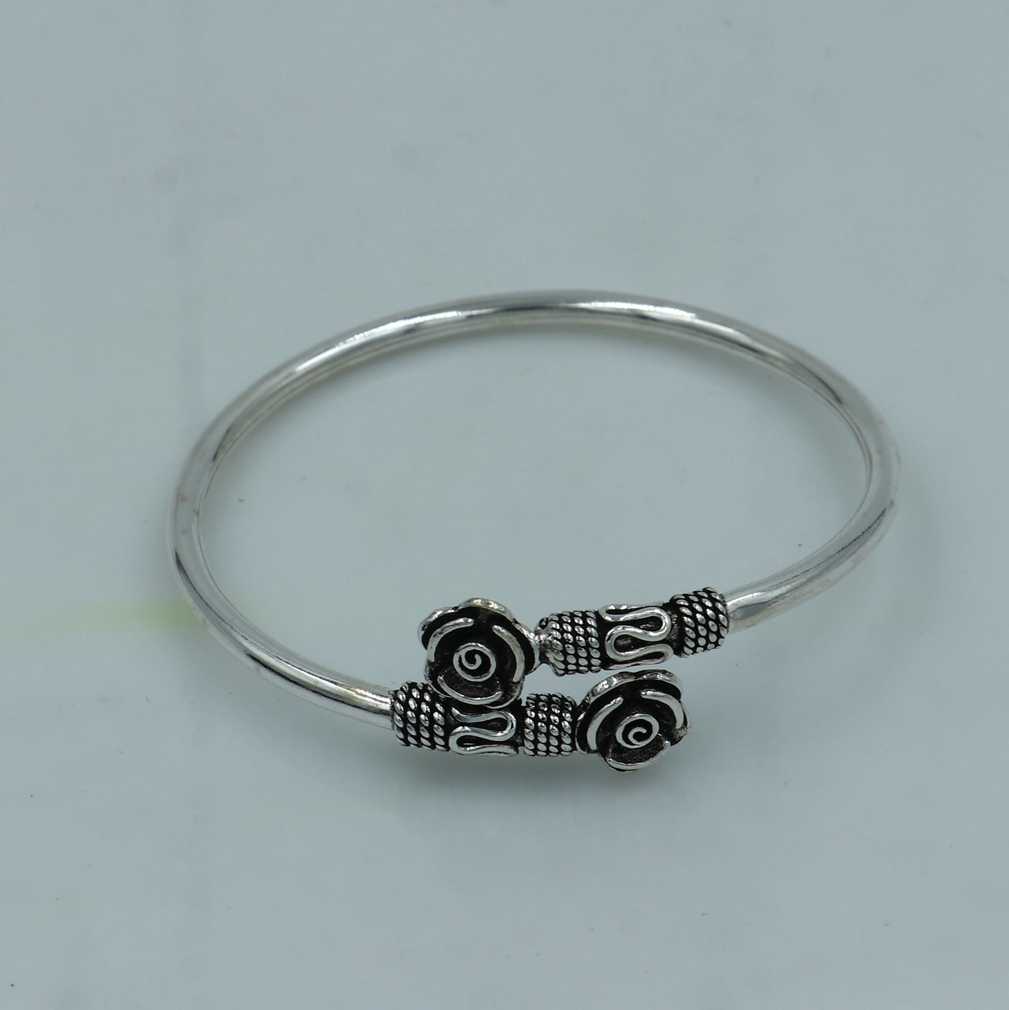 925 sterling silver handmade flower design stylish kada bangle bracelet tribal jewelry nsk874 - TRIBAL ORNAMENTS