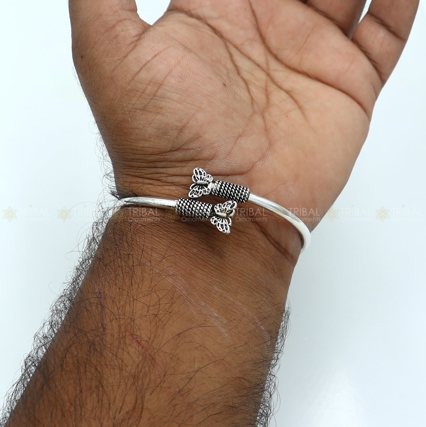 925 sterling silver handmade butterfly design stylish kada bangle bracelet tribal jewelry nsk875 - TRIBAL ORNAMENTS
