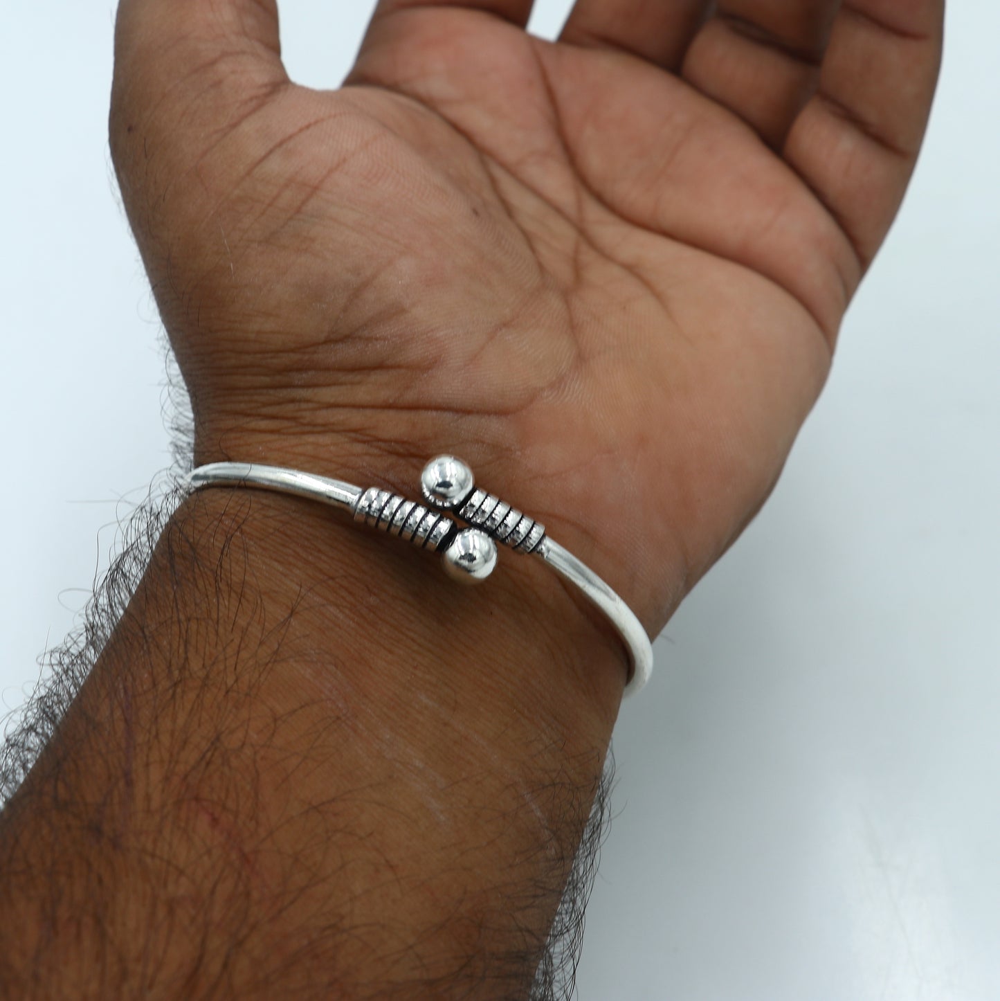 925 sterling silver handmade ball design stylish kada bangle bracelet tribal jewelry nsk876 - TRIBAL ORNAMENTS