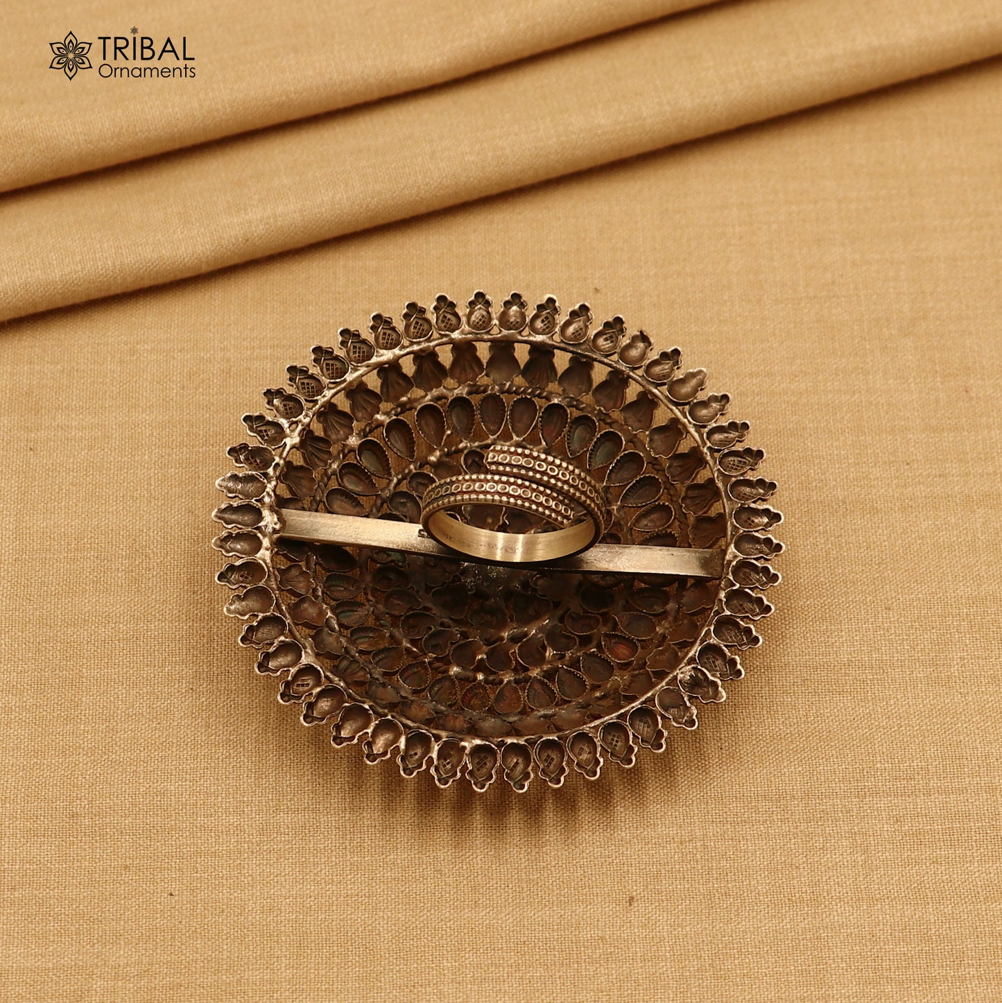 925 sterling silver round flower design ring tribal ethnic Jewelry sr814
