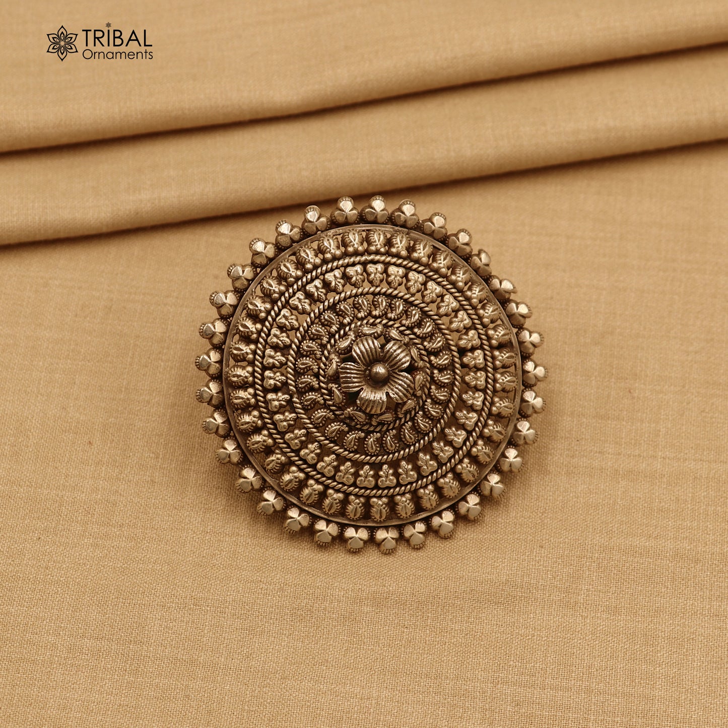 925 sterling silver round flower design ring tribal ethnic Jewelry sr815