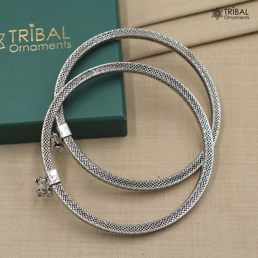 5 mm 925 sterling silver vintage ethnic design customized foot ankle kada bracelet with hanging drops belly dance jewelry nsfk149