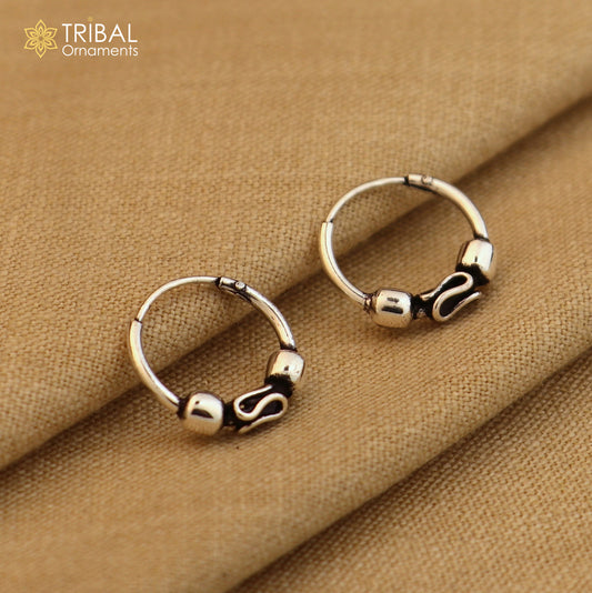 925 sterling silver stylish ball design bali hoops earrings bali tribal ethnic jewelry er243