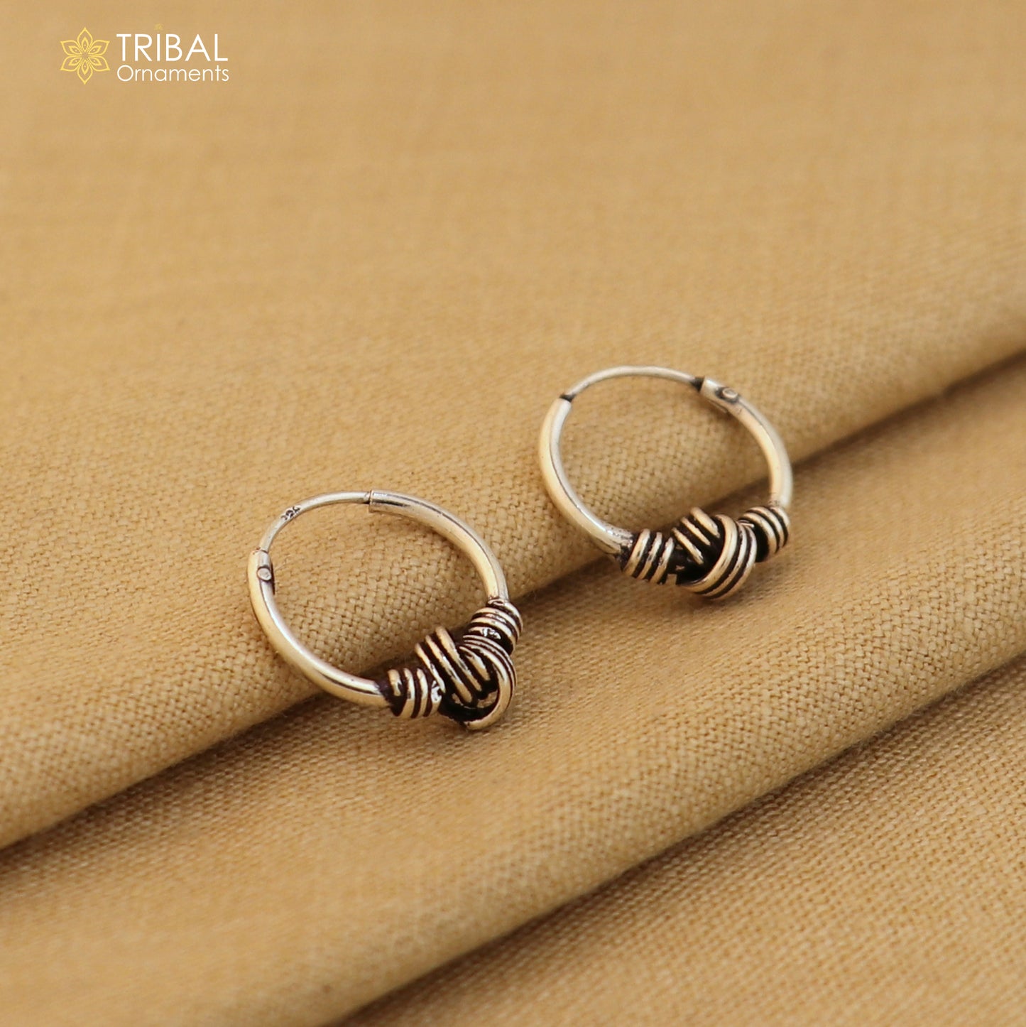 925 sterling silver wired design bali hoops earrings bali tribal ethnic jewelry er244