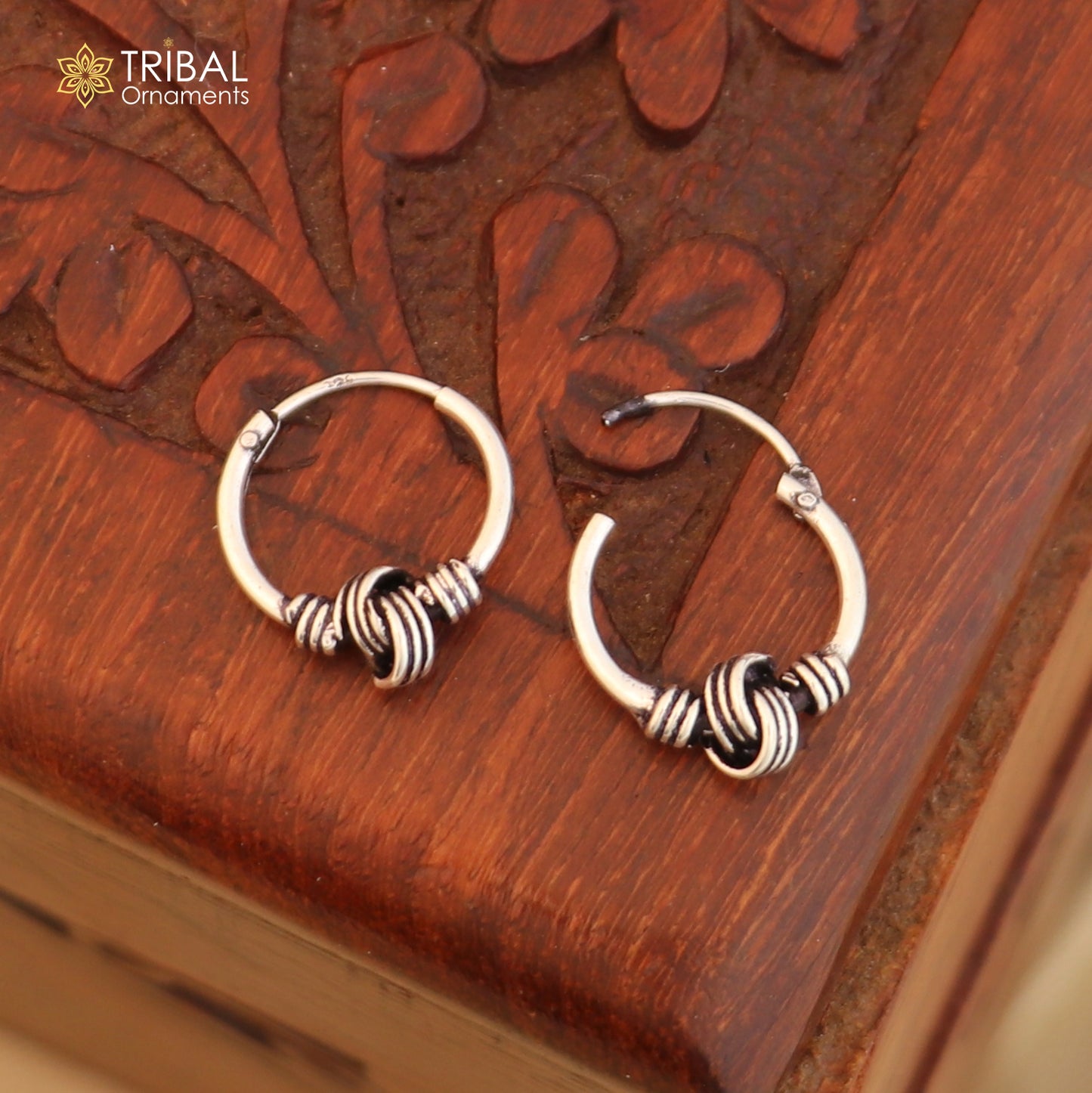 925 sterling silver wired design bali hoops earrings bali tribal ethnic jewelry er244