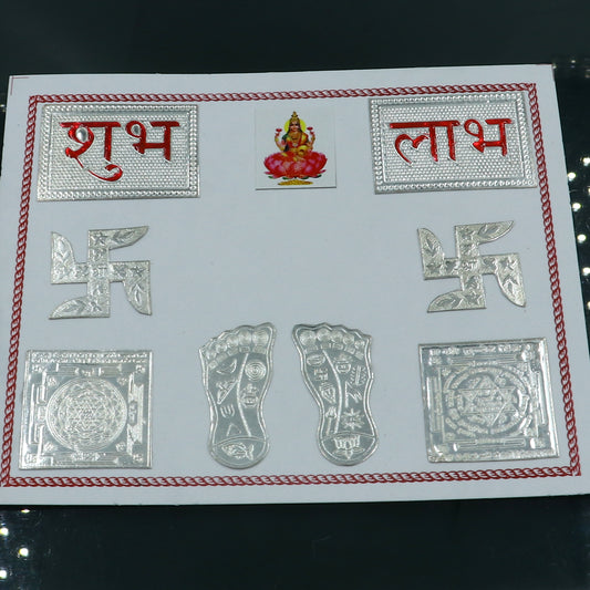 925 sterling silver combo diwali pooja set su1323 - TRIBAL ORNAMENTS