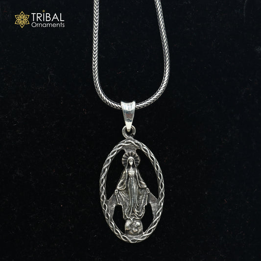 925 sterling silver mother mary Pendant with chain tribal jewellery nsp1058