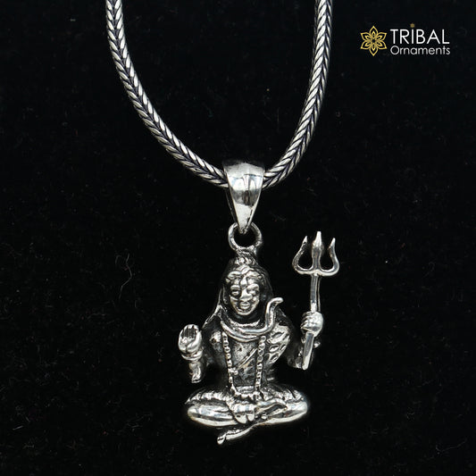 925 sterling silver Lord Mahakal Pendant with chain tribal jewellery nsp1059
