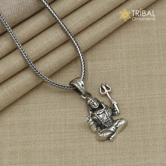 925 sterling silver Lord Mahakal Pendant with chain tribal jewellery nsp1059