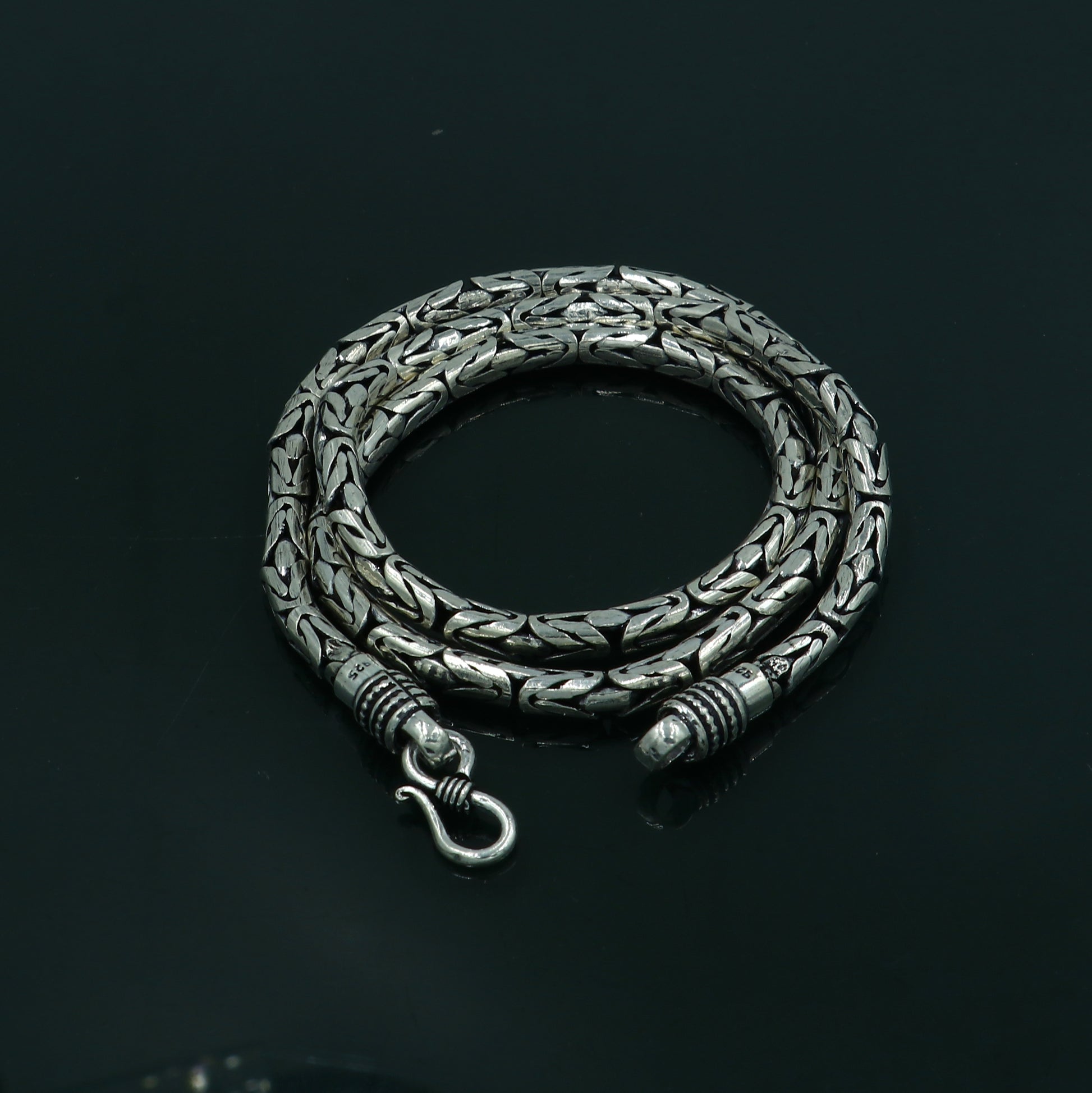 925 Silver Vintage design handmade solid byzantine silver chain customized tribal belly dance jewelry from india ch266 - TRIBAL ORNAMENTS