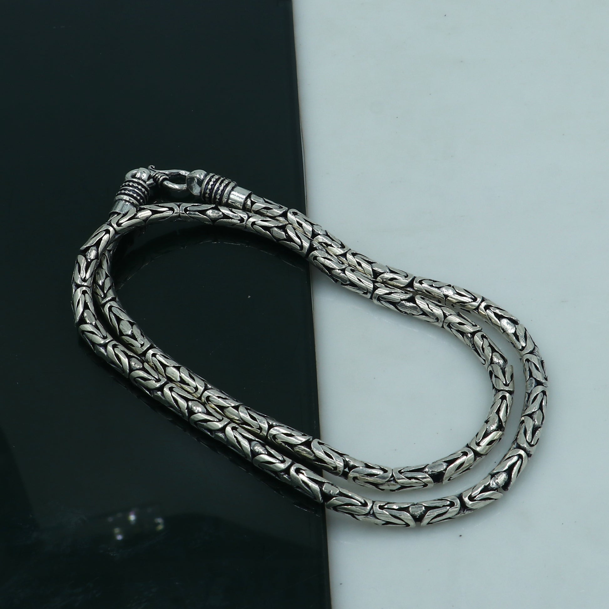 925 Silver Vintage design handmade solid byzantine silver chain customized tribal belly dance jewelry from india ch266 - TRIBAL ORNAMENTS