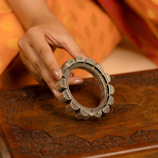 Vintage trendy style 925 sterling silver handmade unique tribal cultural bangle bracelet kada wedding tribal Navaratri dance jewelry nsk751 - TRIBAL ORNAMENTS