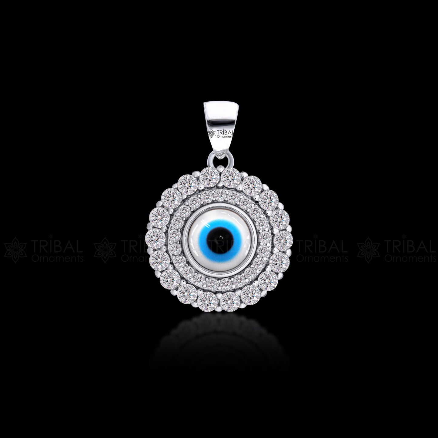 925 sterling silver evil eyes pendant with CZ stone nsp790