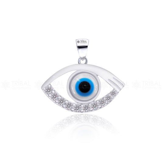 PURE 925 sterling silver evil eyes pendant with CZ stone nsp795