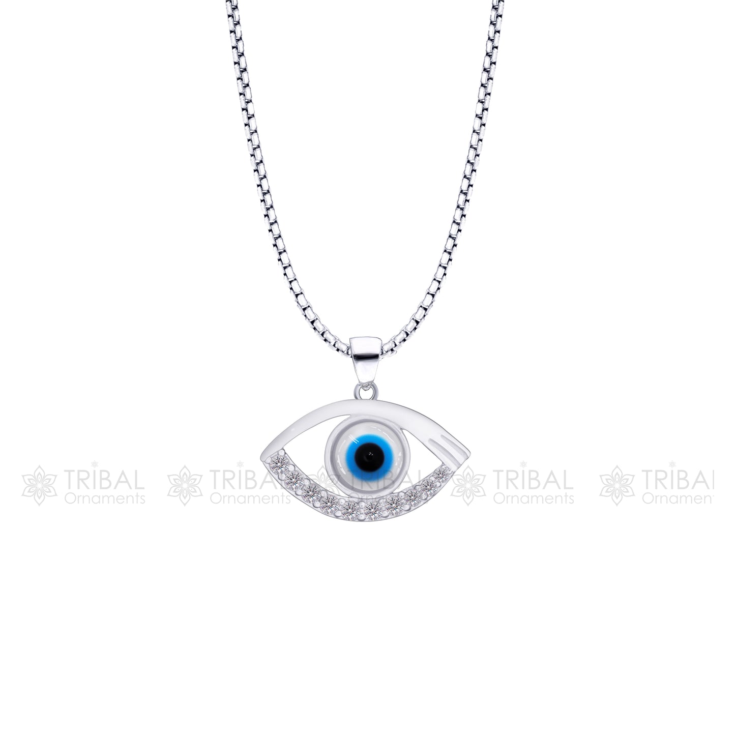 PURE 925 sterling silver evil eyes pendant with CZ stone nsp795