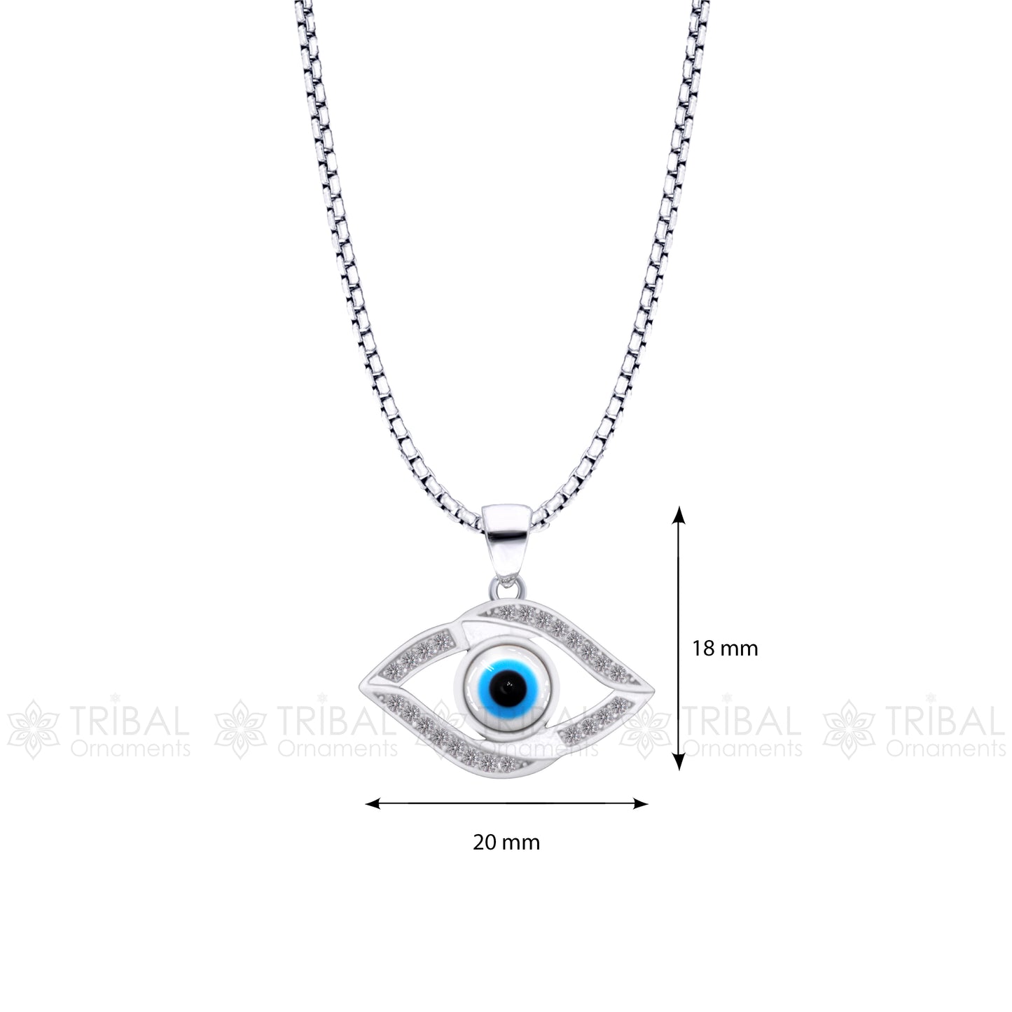 PURE 925 sterling silver evil eyes pendant with CZ stone nsp797 - TRIBAL ORNAMENTS
