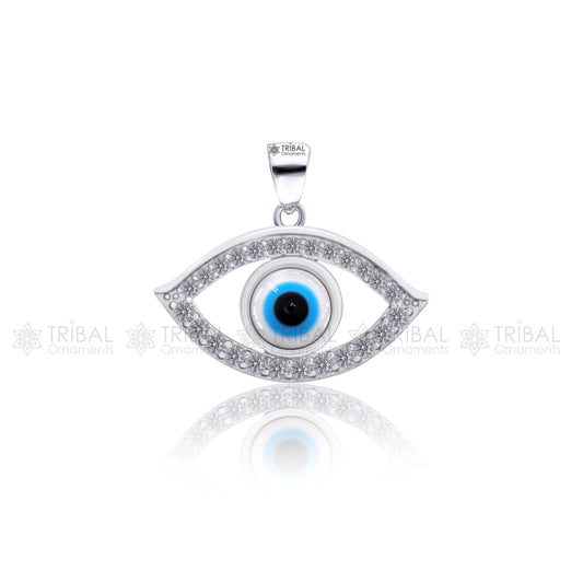 PURE 925 sterling silver evil eyes pendant with CZ stone nsp798