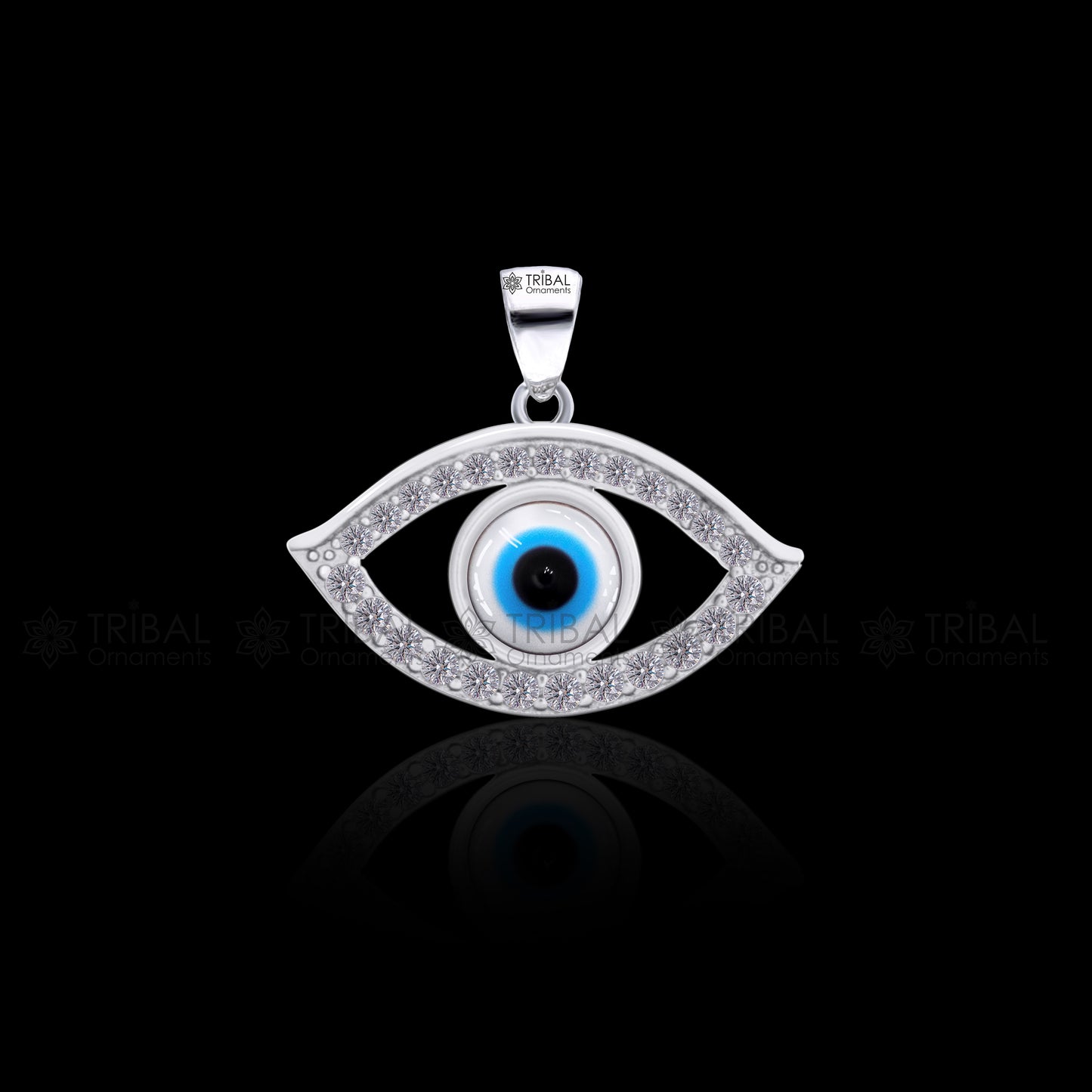 PURE 925 sterling silver evil eyes pendant with CZ stone nsp798