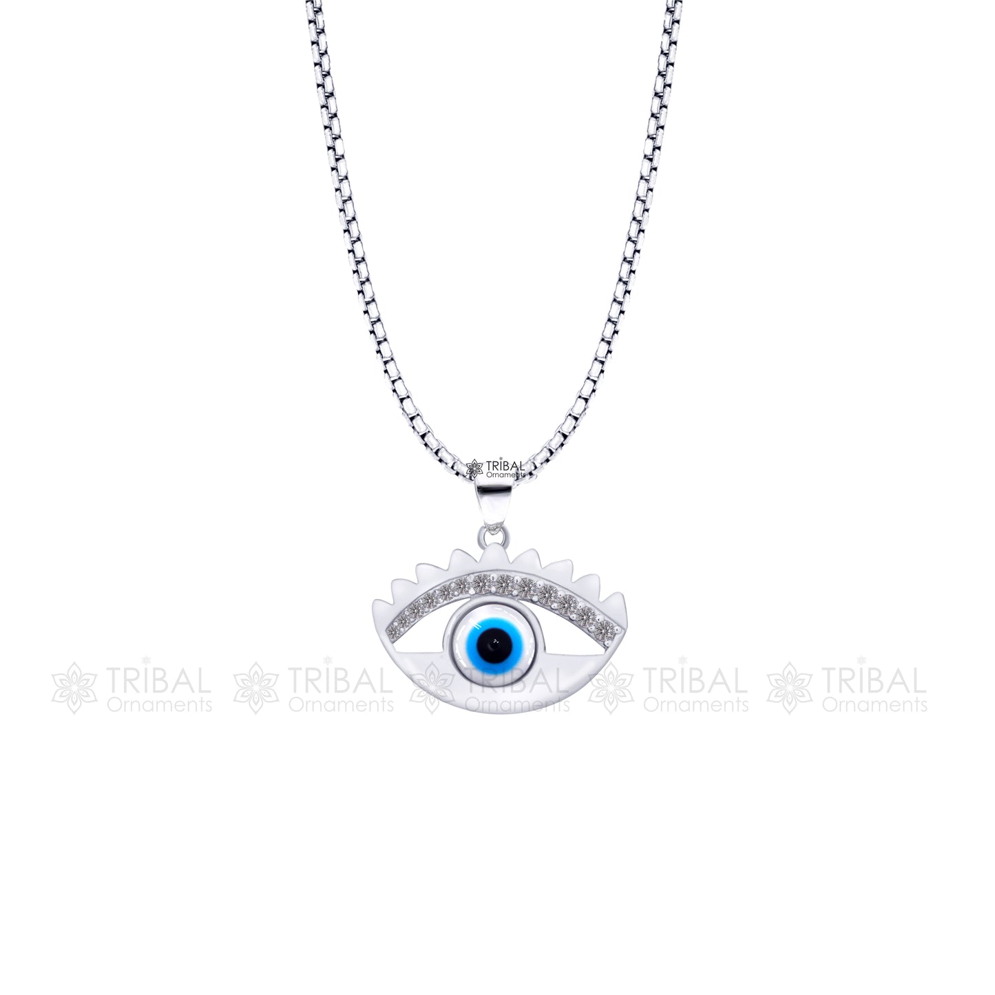 PURE 925 sterling silver evil eyes pendant with CZ stone nsp799