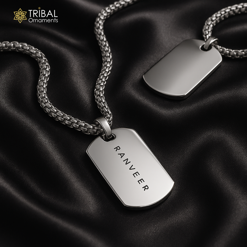 Forge pendant and rolo chain custom name can be possible to print 925 Sterling silver unisex pendant nsp1071