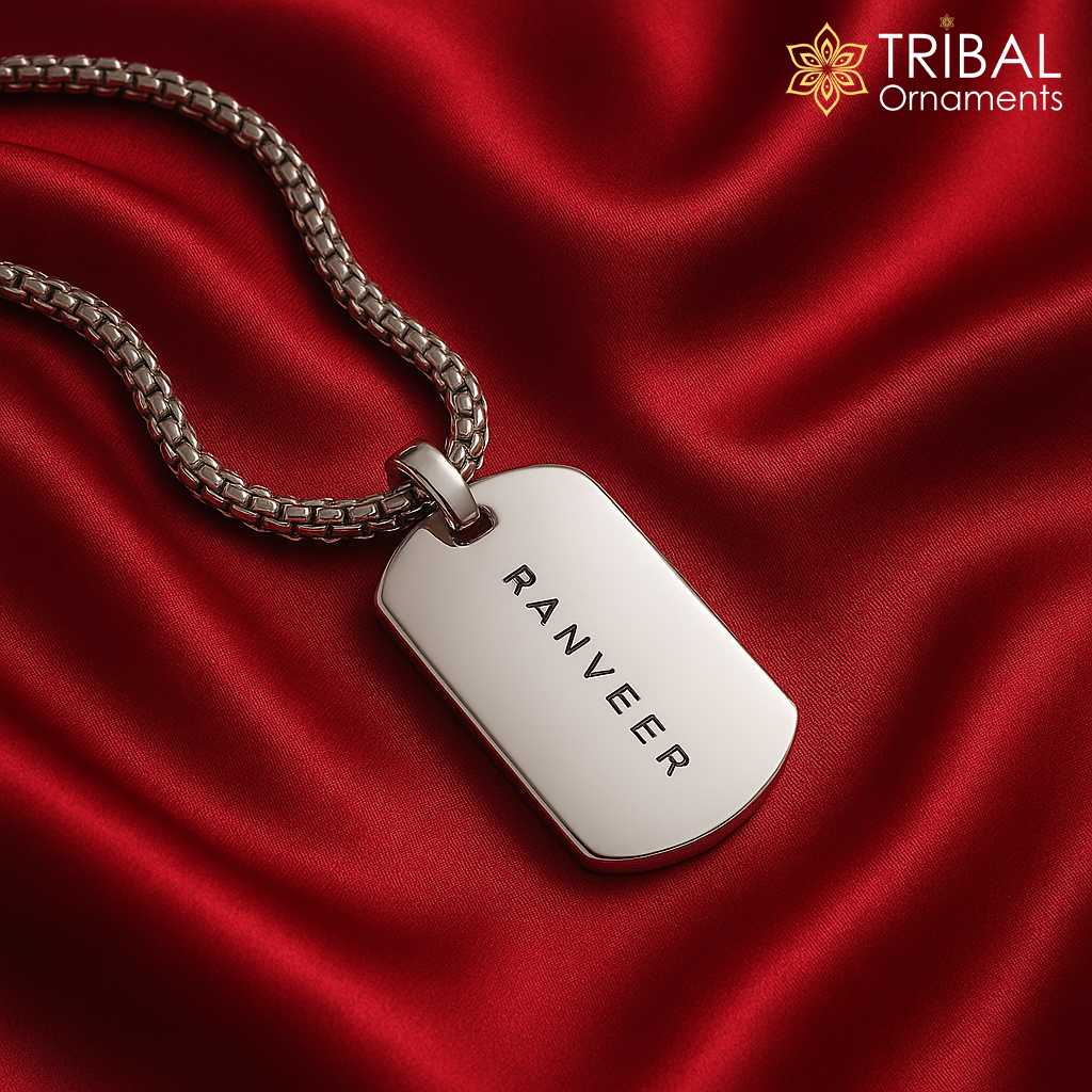 Forge pendant and rolo chain custom name can be possible to print 925 Sterling silver unisex pendant nsp1071