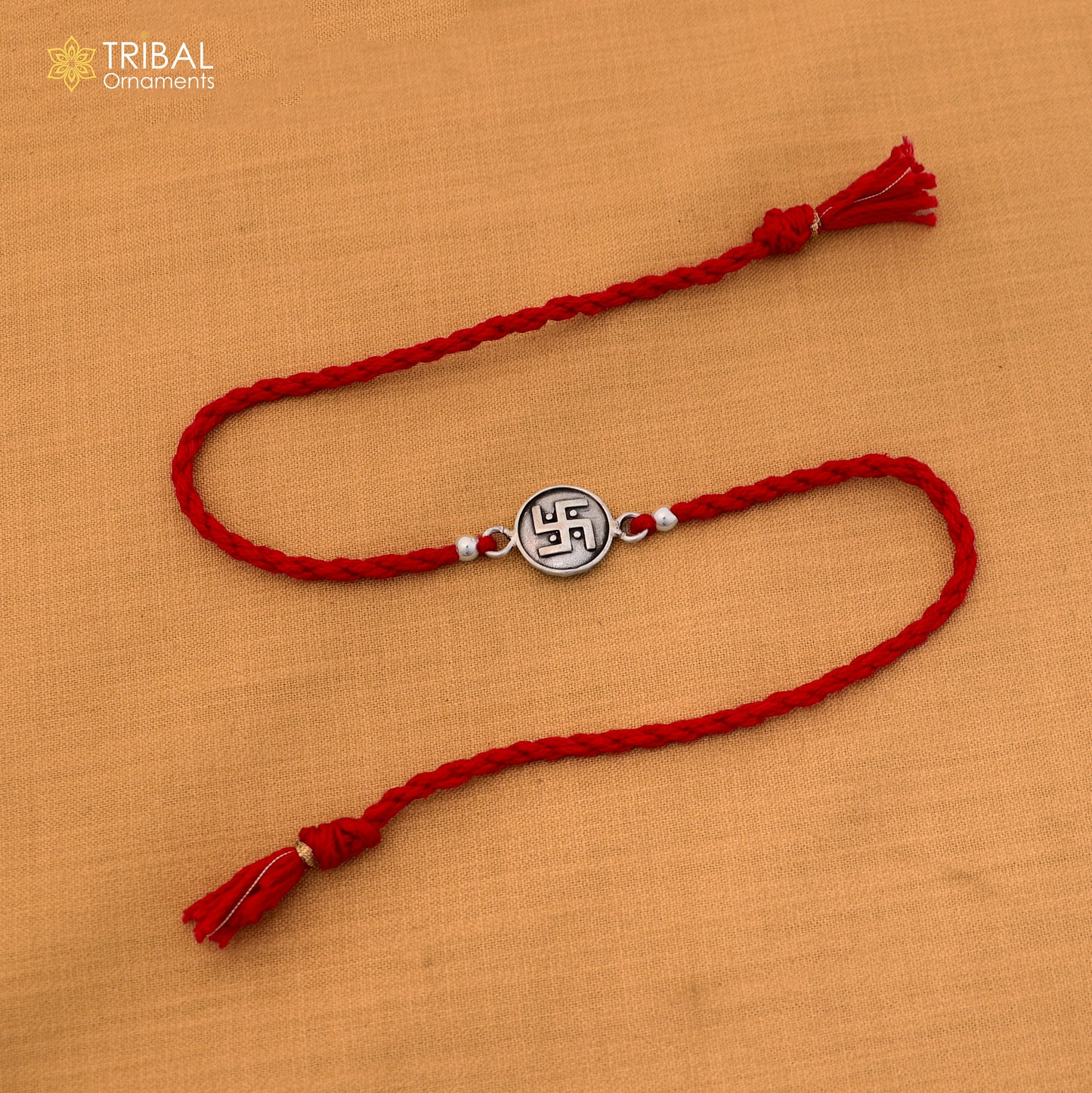 925 sterling silver Divine SWASTIKA pendant Rakhi bracelet rK421