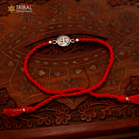 925 sterling silver Divine SWASTIKA pendant Rakhi bracelet rK421
