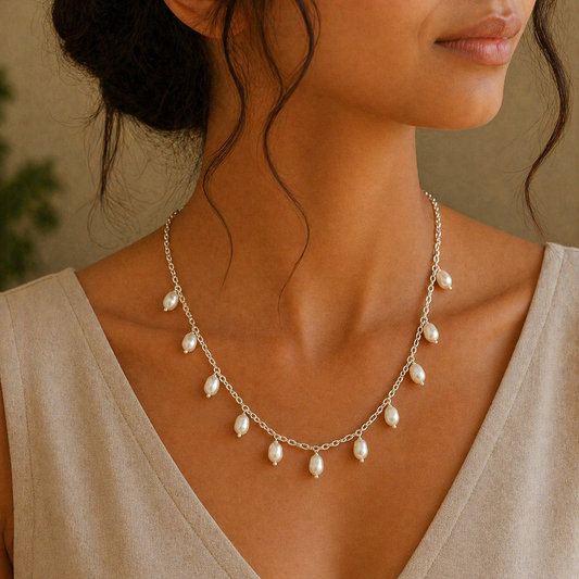 Sterling silver handmade charm necklace with intricate designs, perfect for bridesmaids or belly dance jewelry by TRIBAL ORNAMENTS.