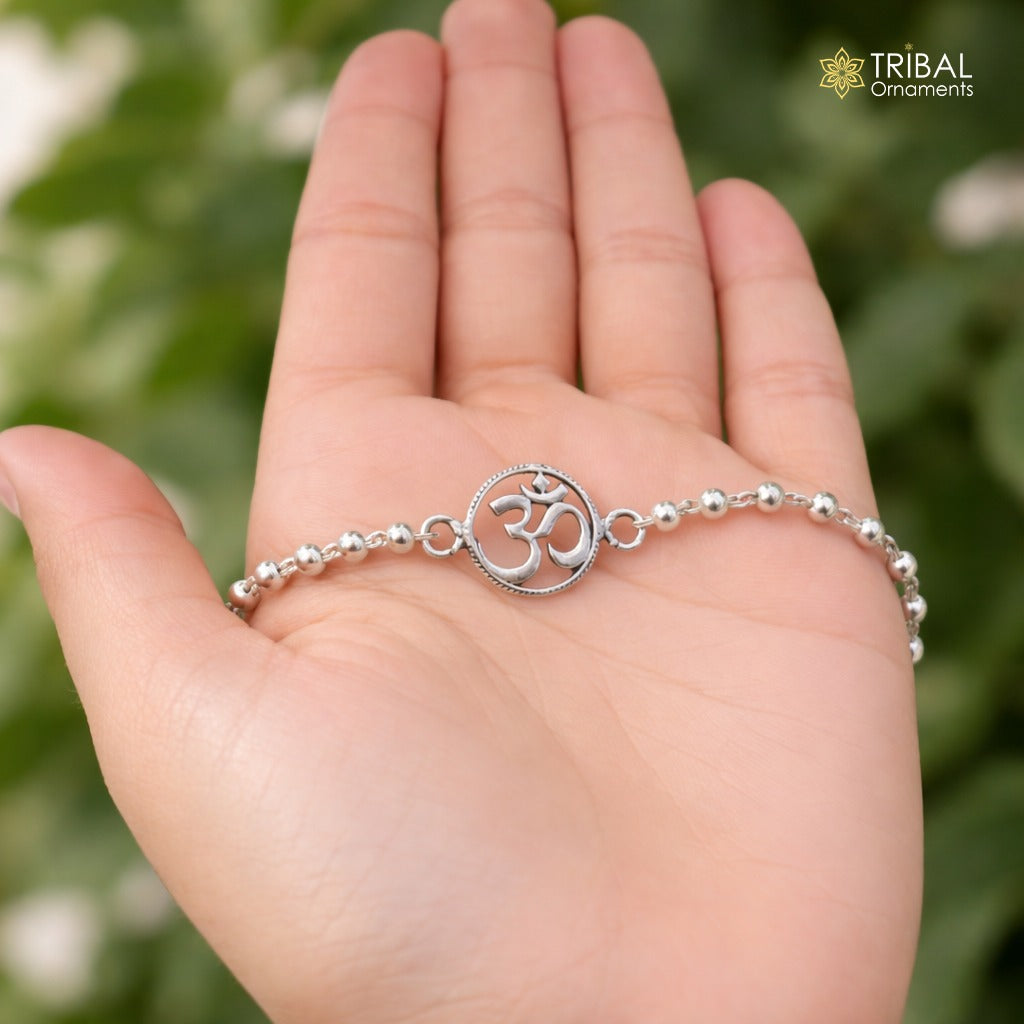 925 sterling silver OM design beaded Bracelet rakhi rk428