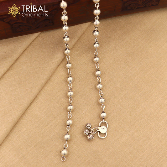 Vintage design Handcrafted 925 sterling silver anklet feet beads bracelet gorgeous hanging bells tribal wedding belly dance jewelry Ank26