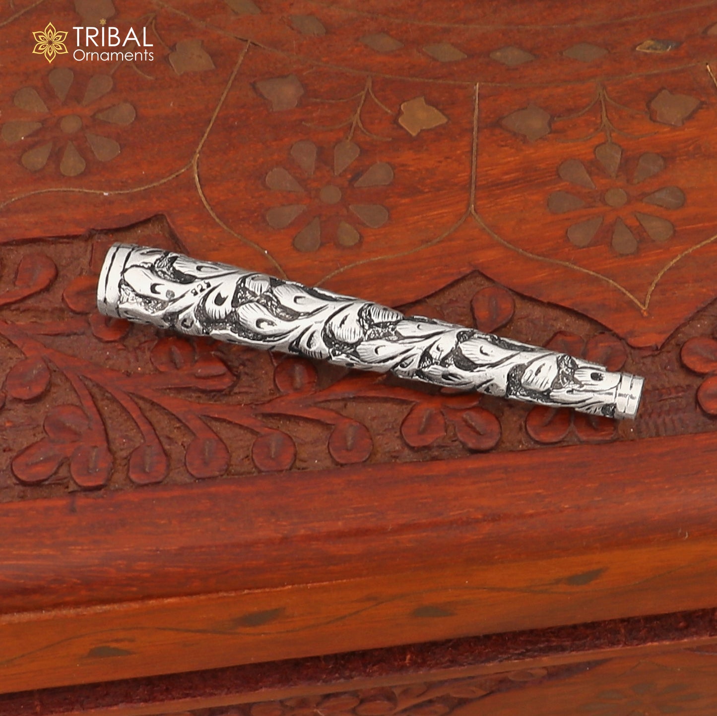 925 sterling silver chitai work flower design hukka pipe vintage style cigarette pipe art826