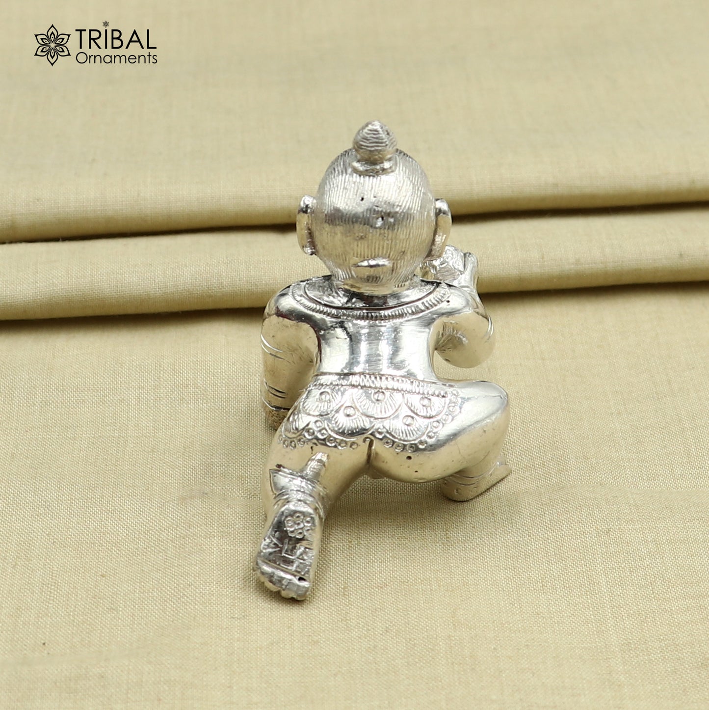 925 sterling silver idol divine Krishna, Laddu Gopal, crawling Krishna statue figurine art839