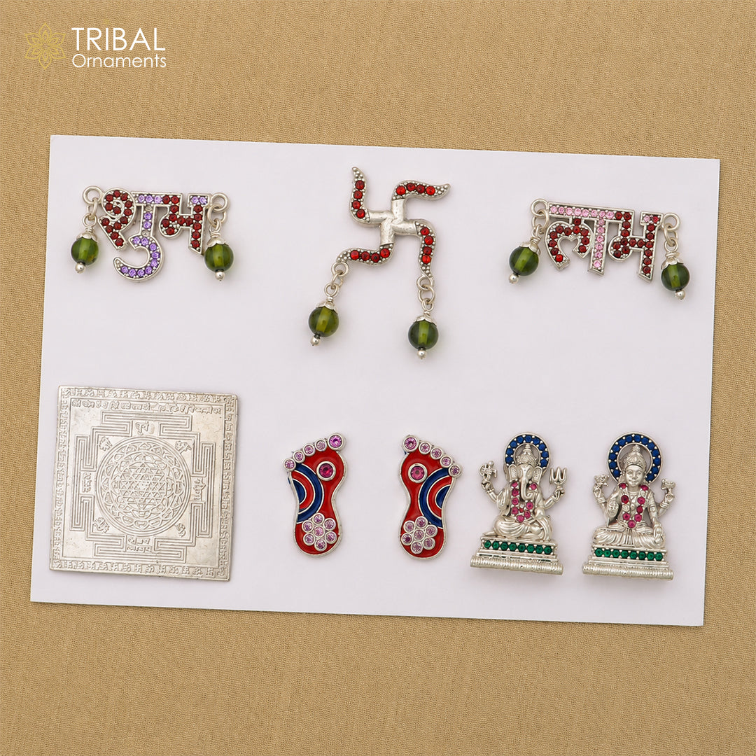 925 sterling silver combo diwali pooja set art890