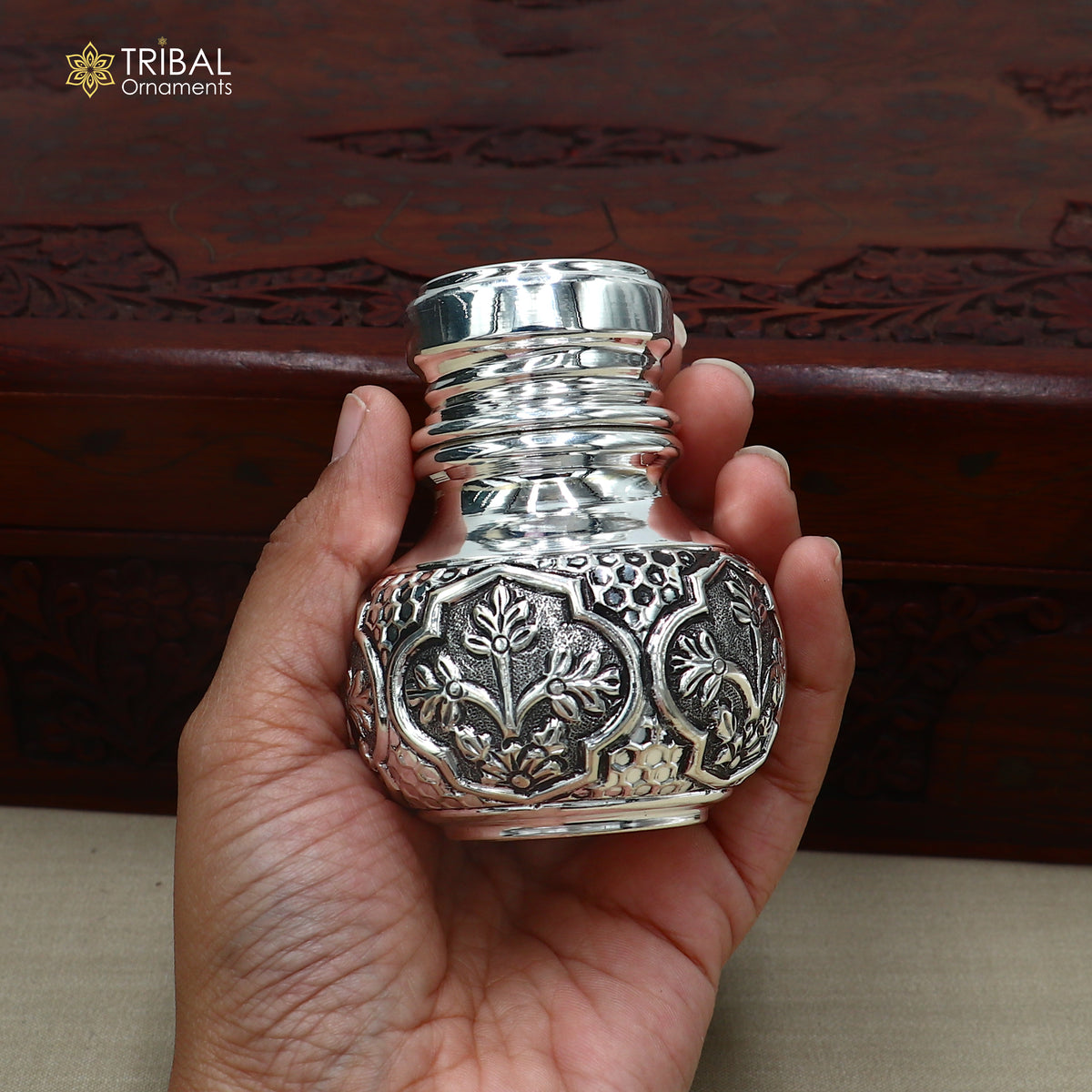 925 sterling silver nakshi work Salt and pepper shakers kitchen utensils art895