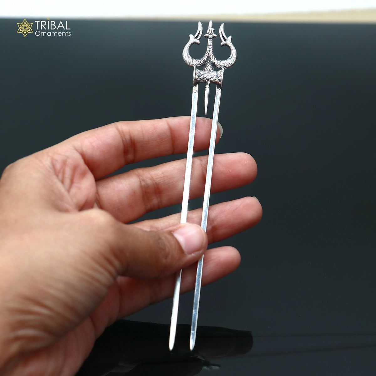 925 Sterling silver lord Shiva trident puja article art896