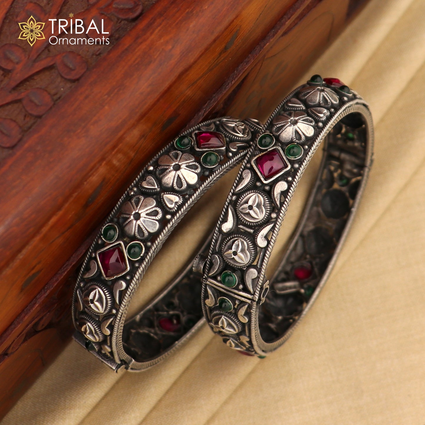 925 sterling silver handmade Indian vintage design bangle bracelet kada stunning stylish tribal brides temple jewelry gifting ba112