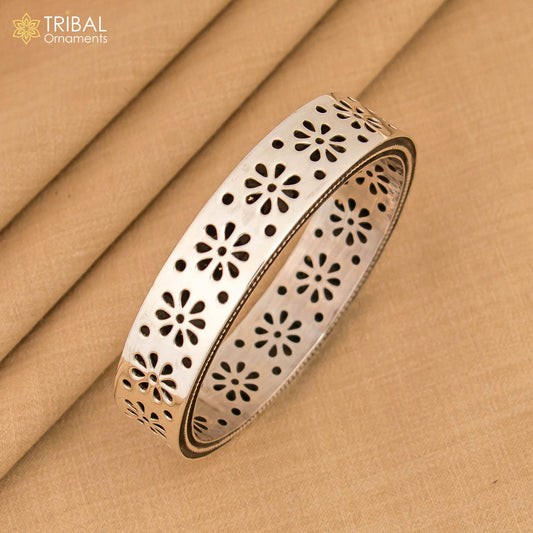 925 sterling silver floral work bangle bracelet, stylish brides bangle jewelry ba115