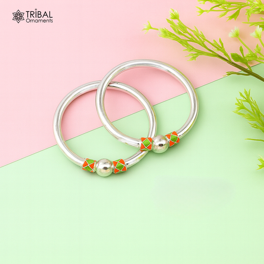 925 Sterling silver handmade Single ball design baby bangle bracelet kada, fabulous silver baby jewellery bbk210