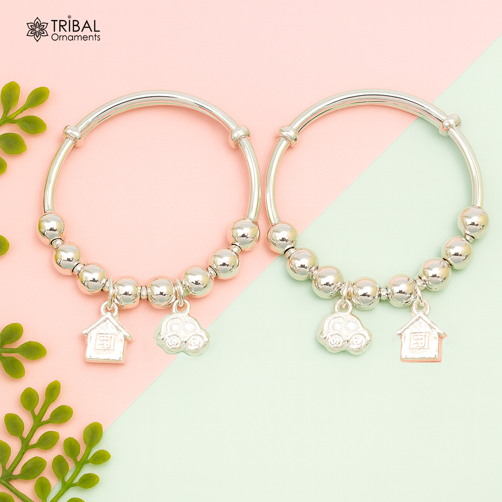 925 sterling silver adjustable charm bangle bracelet kada unisex kids baby bbk31