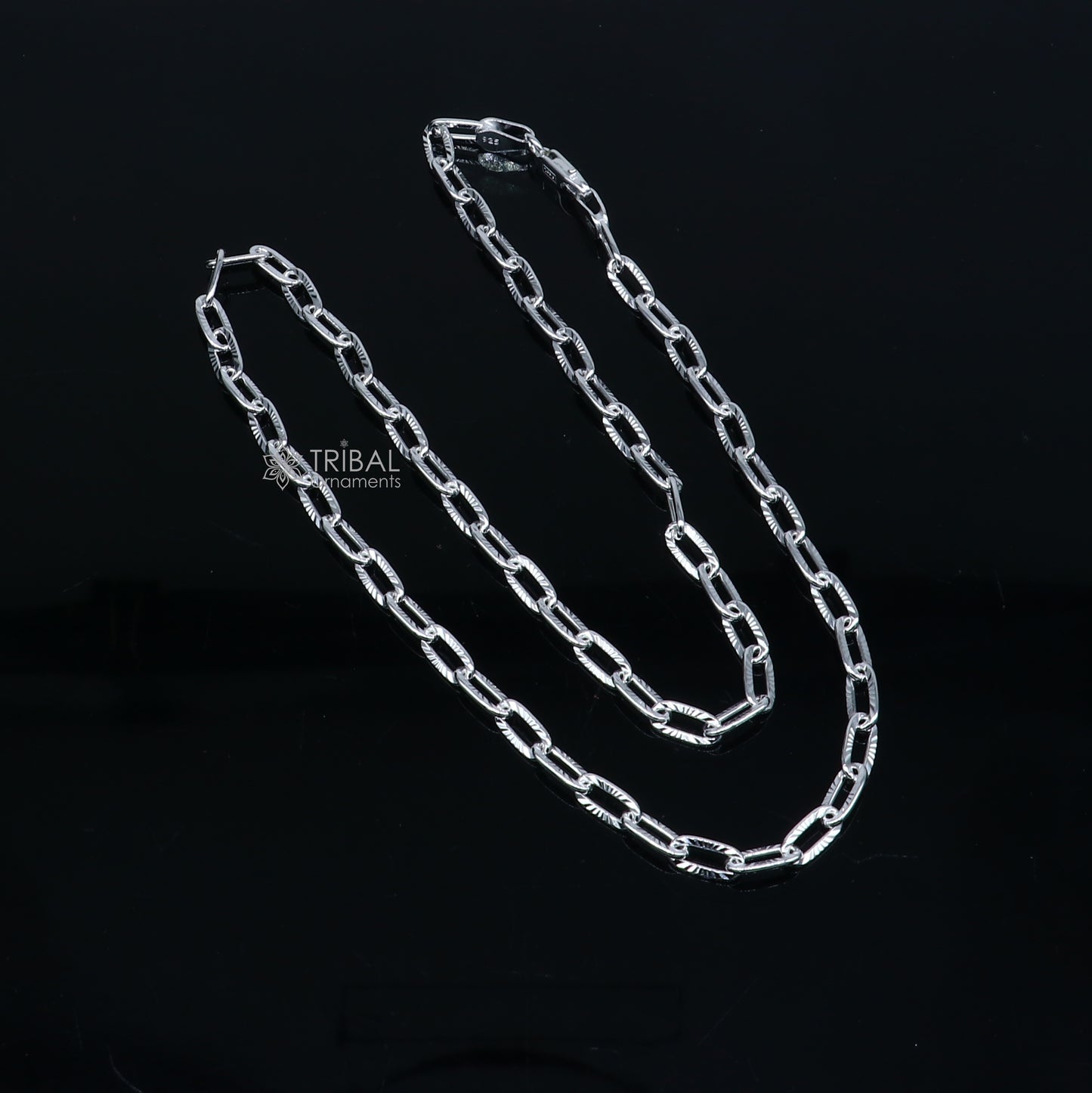 20" 4mm 925 Sterling silver handmade Rolo cable chain unisex gifting necklace jewelry ch602 - TRIBAL ORNAMENTS