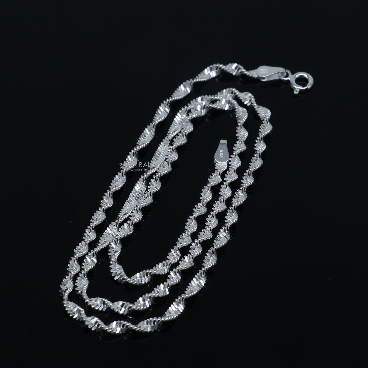 18"Inches 925 Sterling silver handmade twisting chain unisex gifting necklace jewelry ch603 - TRIBAL ORNAMENTS