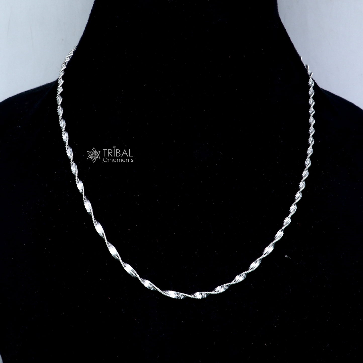 18"Inches 925 Sterling silver handmade twisting chain unisex gifting necklace jewelry ch603 - TRIBAL ORNAMENTS