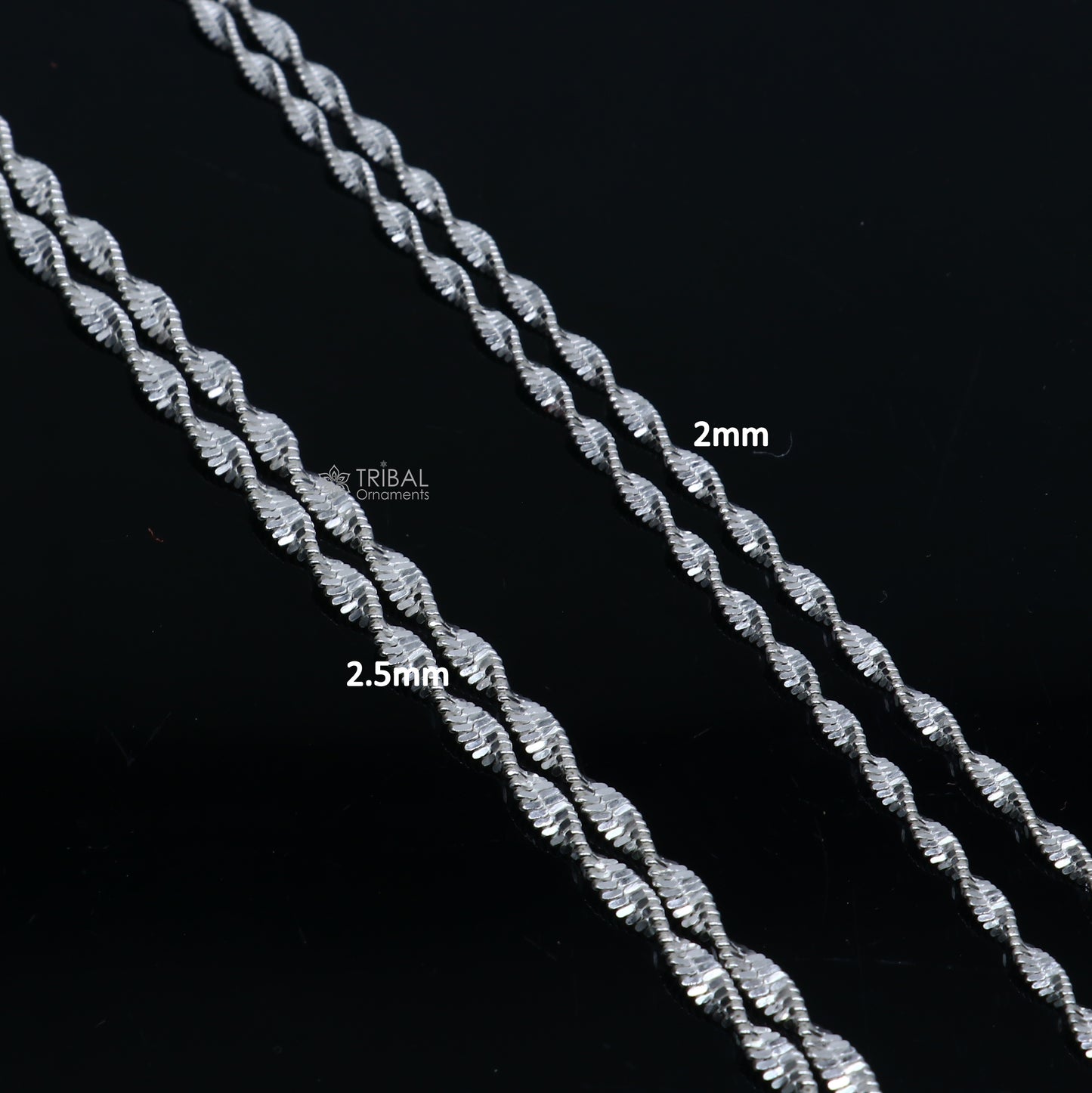 18"Inches 925 Sterling silver handmade twisting chain unisex gifting necklace jewelry ch603 - TRIBAL ORNAMENTS
