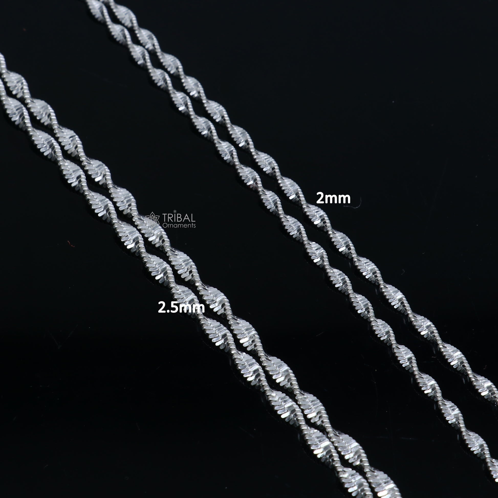 18"Inches 925 Sterling silver handmade twisting  chain unisex gifting necklace jewelry ch603 - TRIBAL ORNAMENTS