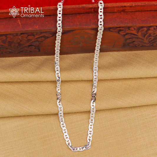 24" 4MM 925 sterling silver handmade solid fancy stylish silver chain necklace Nawabi chain best gifting jewelry from India ch241